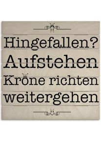 Holzbild »Hinfallen & Aufstehen«, Sprüche & Texte, (1 St.) , schwarz , Artland