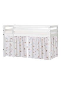 Spielbett »ECO Dream, Hochbett, umbaubar in Einzelbett« Massivholzbett mit Meerjungfrau-Vorhang, Matratze & 2 Grössen wählbar , beige , Hoppekids