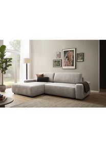 Ecksofa »TORGE (264cm), Schlafsofa in Cord, Samtvelours o Struktur fein, L-Form« Schlaffunktion, Bettkasten, Liegefläche: 125/210 cm , beige , Inosign