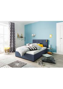 Lüttenhütt Polsterbett »Endres« mit Bettkasten, wahlweise ohne Matratze/Lattenrost oder incl. Matratze , blau , Lüttenhütt