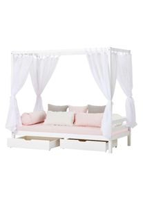 Himmelbett »ECO Dream Kinder/ Prinzessinnenbett 90x200cm, H= 182 cm, Kiefer massiv«, wahlweise mit Gästebett oder Schubkästen , weiss , Hoppekids