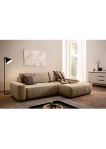 Ecksofa »TORGE (264cm), Schlafsofa in Cord, Samtvelours o Struktur fein, L-Form« Schlaffunktion, Bettkasten, Liegefläche: 125/210 cm , braun , Inosign