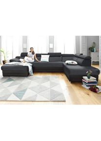 Sit & More Wohnlandschaft »Xenia U-Form«, wahlweise mit Bettfunktion , schwarz , sit&more
