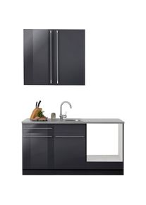 Wiho-K&uuml;chen Wiho K&uuml;chen, wiho K&uuml;chen K&uuml;chenzeile &raquo;Chicago&laquo; wahlweise mit E-Ger&auml;ten, Breite 160 cm, k&uuml;che: schwarz, front: anthrazit glanz, korpus: anthrazit matt,