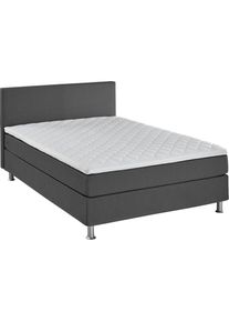 ATLANTIC HOME COLLECTION, ATLANTIC HOME COLLECTION Boxbett &raquo;Edison&laquo; inkl. Bonnellfederkern-Matratze und Topper, grau, Bezug Bett: Strukturstoff (65% 