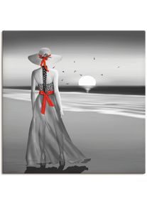 Wandbild »Ein Blick zurück aufs Meer«, Frau, (1 St.), als Alubild, Outdoorbild, Leinwandbild, Poster, Wandaufkleber , schwarz , Artland