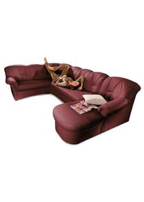 DOMO collection Wohnlandschaft »Papenburg, zeitlose Rückensteppung, elegante Formensprache, U-Form« in grosser Farbvielfalt, wahlweise mit Bettfunktion , rot ,...