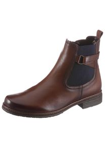 Gabor, Unisex, Chelseaboots , Blockabsatz, Stiefelette, Businessmode mit Stretcheinsatz, braun, 40, Chelseaboots mit seitlichem Zierriemchen