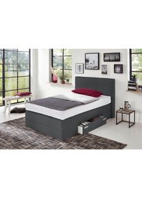 Boxspringbett mit Schubkästen und Zierkissen , grau , Westfalia Schlafkomfort