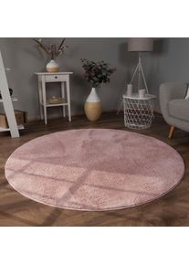 Fellteppich »Kunstfell Soft 380« rund 14 mm Höhe Langflor, Kuschelteppich - besonders weich, Uni-Farben , pink , Paco Home , Obermaterial: 100%...