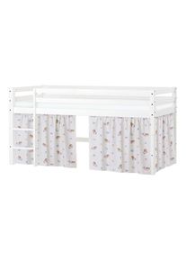 Spielbett »ECO Dream, Hochbett, umbaubar in Einzelbett« Massivholzbett mit Meerjungfrau-Vorhang, Matratze & 2 Grössen wählbar , beige , Hoppekids