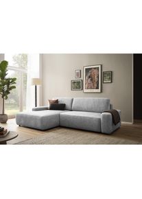 Inosign Ecksofa »TORGE (264cm), Schlafsofa in Cord, Samtvelours o Struktur fein, L-Form« Schlaffunktion, Bettkasten, Liegefläche: 125/210 cm , silberfarben...