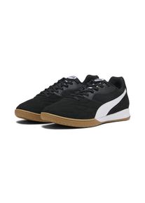 Puma, Unisex, Puma Fussballschuh &raquo;KING TOP IT&laquo; f&uuml;r Halle und Strasse, Puma schwarz, Puma wei&szlig;, Puma gold, 46,5, Vamp aus Synthetik in Velours-Optik