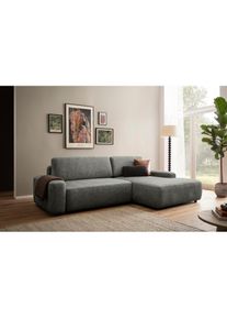 Ecksofa »TORGE (264cm), Schlafsofa in Cord, Samtvelours o Struktur fein, L-Form« Schlaffunktion, Bettkasten, Liegefläche: 125/210 cm , grau , Inosign