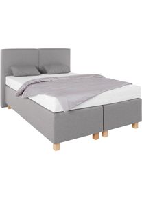 Boxspringbett mit Zierkissen , grau , Westfalia Schlafkomfort