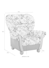 Home Affaire, Home Affaire Sessel &raquo;Milano, bequemer Ohrensessel im Landhaus-Stil&laquo; Hochlehnsessel, creme, flieder gebl&uuml;mt, Chenille (70% Polyacryl, 30%