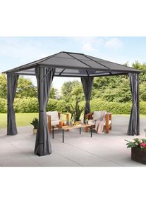 Pavillon »Aruba 2.0«, Gestell aus Aluminium, Dach aus Polycarbonat-Stegplatten , grau , Konifera