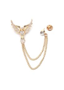 Firetti , Brosche »Schmuck Geschenk Ansteckschmuck Gliederkette Flügel glitzernd«, mit Glasstein , goldfarben , Funkelndes Accessoire für Damen