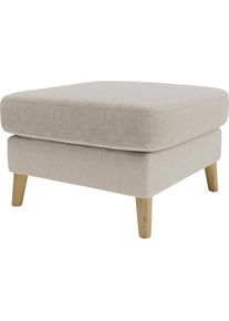 Polsterhocker »MARSEILLE« Massivholzbeine Eiche, Landhausstil, Wellenunterfederung , grau , Home Affaire