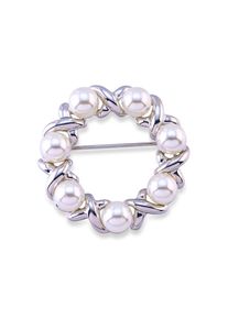 Firetti , Brosche »Schmuck Geschenk Ansteckschmuck Perlenbrosche«, mit Glasperle , weiss , Klassische Perlenbrosche / Anstecknadel mit...