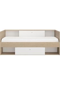 Stauraumbett, Funktionsbett mit viel Stauraum , beige , Gami