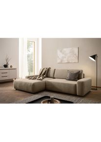 Ecksofa »TORGE (264cm), Schlafsofa in Cord, Samtvelours o Struktur fein, L-Form« Schlaffunktion, Bettkasten, Liegefläche: 125/210 cm , braun , Inosign