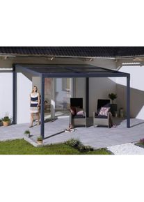 Anbaupavillon »Anguilla«, Schiebedach, in 292 cm und 392 cm Breite, Höhe: 208 bis 262 cm, Alu , grau , Konifera
