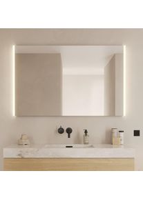 Loevschall, LED-Lichtspiegel &raquo;Lago Quadratisch, Badzimmerspiegel mit LED Beleuchtung&laquo; Verstellbarer Spiegel mit Licht, D&auml;nisches Design, silberfarben,