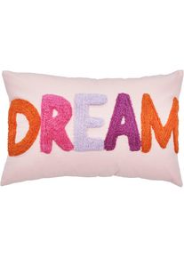 done., done. Dekokissen &raquo;CUSHION HAPPY DREAM&laquo;, rosa, bunt, schriftzug bestickt, Baumwolle, 1 Stk.