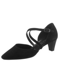 Gabor , Spangenpumps, Abendschuh, Festtagsschuh, Trichterabsatz mit Stretcheinsatz , schwarz , Eleganter Pumps in spitz zulaufender Form