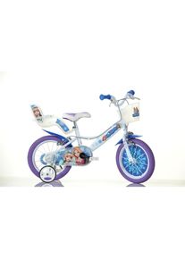 DINO, Kinderfahrrad &raquo;Snow Queen Eisk&ouml;nigin&laquo; 1 Gang mit St&uuml;tzr&auml;dern, Korb und Puppensitz, wei&szlig;, 25cm, 14 Zoll (35,56cm), Kinderfahrrad