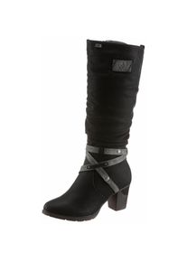 Rieker, Unisex, Winterstiefel , Blockabsatz, TEX-Membran, mit stylischem Zierriemchen, schwarz, 41 (7/7,5), Normalschaft, Schicke Stiefel mit 