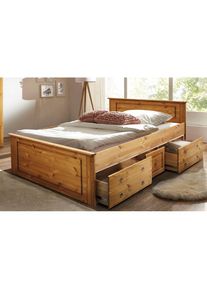 Home Affaire Massivholzbett »Hugo, hohe Belastbarkeit! FSC zertifiziertes Massivholz, Landhausstil« Breite/Belastbarkeit 180cm/200KG, 140cm/180KG, Stauraumbett...