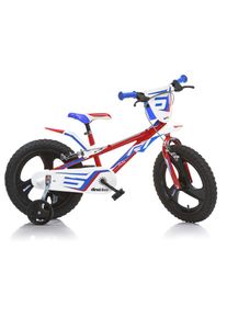 DINO, Kinderfahrrad &raquo;Mountainbike&laquo; 1 Gang mit St&uuml;tzr&auml;dern, Frontschild und coolen Schutzblechen, rot, 30cm, 16 Zoll (40,64cm), Kinderfahrrad