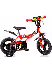 DINO, Kinderfahrrad &raquo;Mountainbike 12 Zoll&laquo; 1 Gang mit St&uuml;tzr&auml;dern, Frontschild und coolen Schutzblechen, rot, 22cm, 12 Zoll (30,48cm), Kinderfahrrad