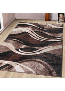 Teppich »Joas«, rechteckig, 9 mm Höhe, besonders weicher Kurzflor in modernem Wellen Muster, leichter Glanz , braun , my home