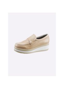 Heine , Slipper , beige , aus Rind-Nappaleder