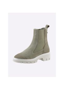 Heine, Unisex, Heine Stiefelette, khaki, 39, aus Rind-Veloursleder