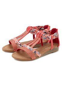 Lascana , Damen , Sandale »Sommerschuh, Sandalette,« mit Verzierung und kleinem Keilabsatz im Festival-Look VEGAN , rot , Mit aufwendiger...