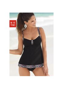 Lascana, Unisex, Lascana Tankini mit leichter A-Form, schwarz, bunt, 52, Cup D, Extralange Form, Long Tankini: Verdeckt den Bauch