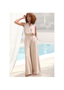 Lascana , Overall, mit weitem Bein, Webware mit Leinen , beige