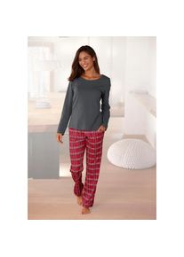 H.I.S. H.I.S , Pyjama, (2 tlg.), mit karierter Schlafhose , Flanell-Pyjama im Karo-Look mit Jerseyoberteil