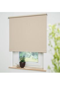 Springrollo &raquo;Uni&laquo; verdunkelnd freih&auml;ngend Verdunkelung , beige , Liedeco , Obermaterial: 95% Polyester, 5% Metall