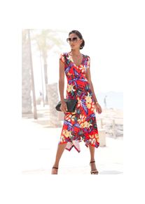 Lascana , Sommerkleid, mit Zipfelsaum und Schleife in der Taille, Jerseykleid, Strandkleid , Strandkleid mit V-Ausschnitt