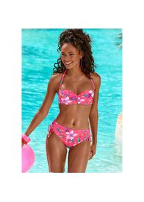 LASCANA , Bügel-Bandeau-Bikini-Top »Malia« mit tropischem Print , rot , Florales Design