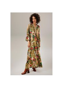 Aniston Casual, Unisex, Aniston CASUAL Maxikleid mit farbenfrohem Blumen- und Paisley-Druck, gr&uuml;n, hellbeige, fuchsia, petrolhallbraun, orange, 