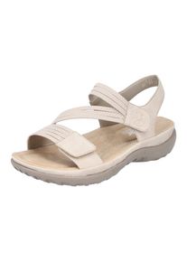 Rieker , Damen , Riemchensandale , Sommerschuh, Sandalette, Keilabsatz, mit Gummizügen , beige , Sandale in sportivem Look, mit Klettriemchen