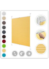 LICHTBLICK Original, LICHTBLICK ORIGINAL Plissee &raquo;Klemmfix&laquo; Lichtschutz ohne Bohren verspannt Faltenstore, gelb, wei&szlig;, Obermaterial: 100% Polyester