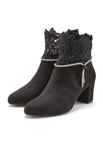 Lascana , Stiefelette mit elegantem Spitzenbesatz, Stiefel, Boots , schwarz , Stiefelette mit elegantem Spitzenbesatz & modischem Glitzerketten-Detail