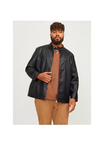 Jack & Jones PlusSize Jack & Jones Plussize, Herren, Jack & Jones PlusSize Lederimitatjacke &raquo;JJEDYLAN CLEAN PU JACKET NOOS PLS&laquo; ohne Kapuze in Leder Optik, schwarz, 6XL, 